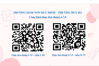 Trường mầm non Duy Minh công khai thực đơn tháng 6,7,8