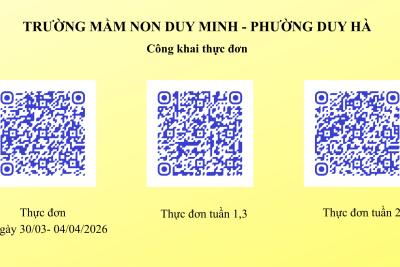Trường mầm non Duy Minh công khai thực đơn tháng 4