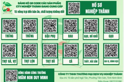 Hồ sơ năng lực của công ty TNHH thương mại Nghiệp Thành các loại lương thực thực phẩm cho bếp ăn bán trú trường Mầm non Duy Minh