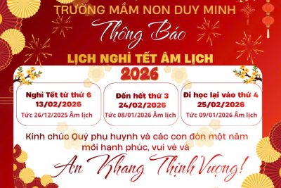 Thông báo Lịch nghỉ Tết Âm lịch 2026