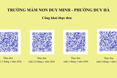 Trường mầm non Duy Minh công khai thực đơn tháng 1 năm 2026