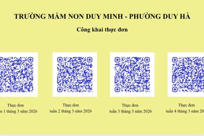 Trường mầm non Duy Minh công khai thực đơn tháng 3 năm 2026